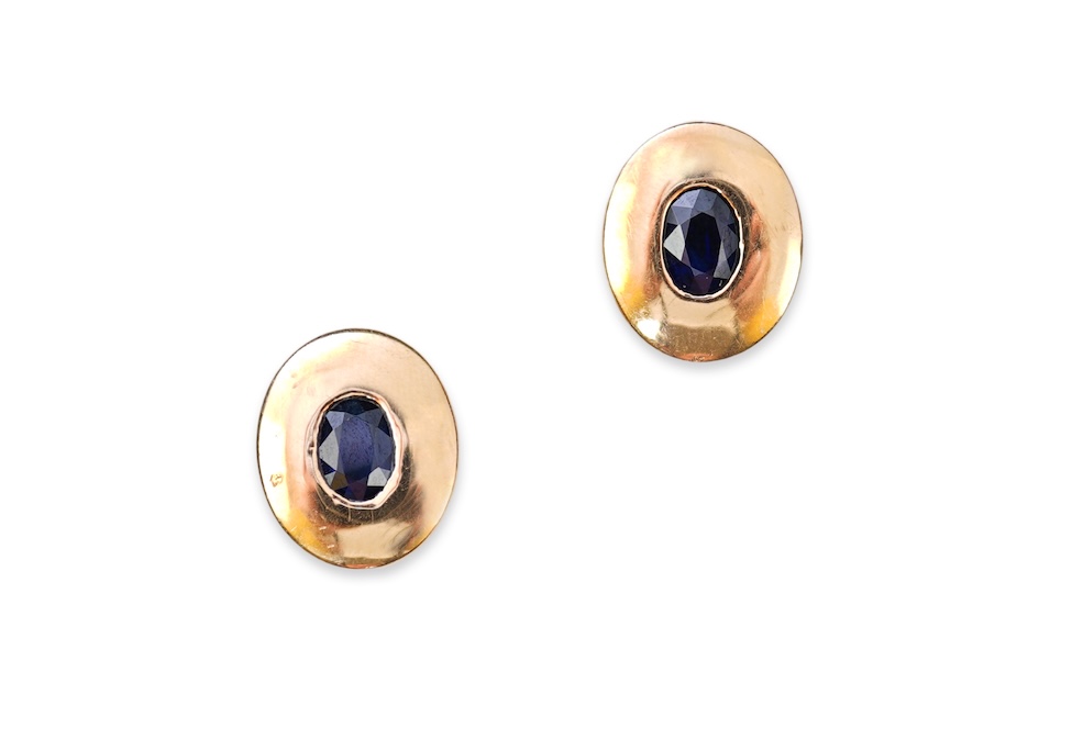 A pair of sapphire cufflinks